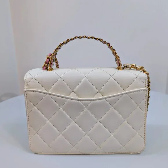 Chanel 19 White Lambskin Small Flap Bag with Pink/Blue Hardware - Picture 3 of 14